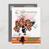 Coiffure Funky Bloom *01 Party Invitation Carte po (Devant / Derrière)