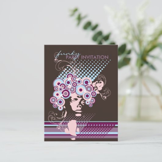 Coiffure Funky Bloom *03 Party Invitation Postcard (Debout devant)