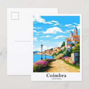 Coimbra Portugal Art Vintage Travel Illustratie Briefkaart