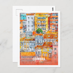 Coimbra Portugal Famous Travel Waterverf Sketch Briefkaart
