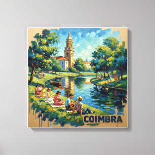 Coimbra Portugal Rivier Oever Charme Uitgerekte Ca Canvas Afdruk