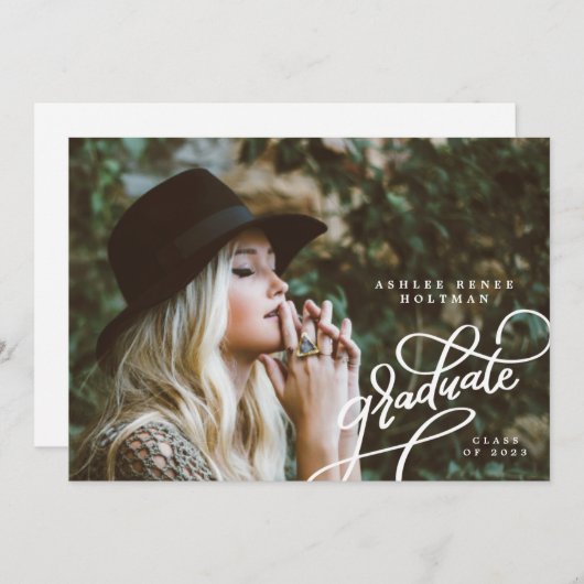 Coin amusant Faire-part de graduation de script (Devant / Derrière)