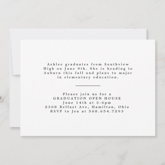 Coin amusant Faire-part de graduation de script (Dos)