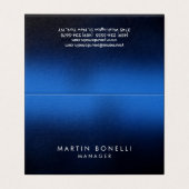 Coin arrondi bleu foncé Carte de visite noir (Extérieur déplié)