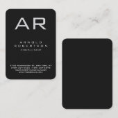 Coin arrondi Gris Moderne Monogramme Carte de visi (Devant / Derrière)