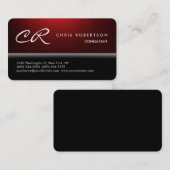 Coin arrondi Monogramme Carte de visite rouge noir (Devant / Derrière)