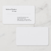 Coin arrondi Refined White Manager Carte de visite (Devant / Derrière)