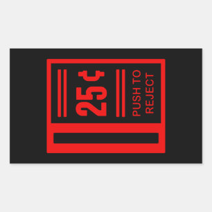 Coin invoegen om Arcade Video Game af te spelen Rechthoekige Sticker