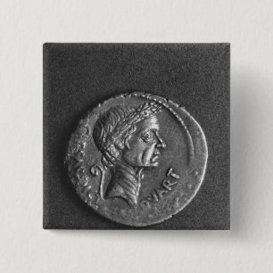 Coin met een portret van Julius Caesar Vierkante Button 5,1 Cm