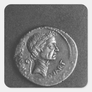 Coin met een portret van Julius Caesar Vierkante Sticker