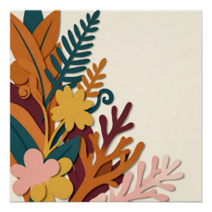 Coin moderne de botanique automnale en papier déco