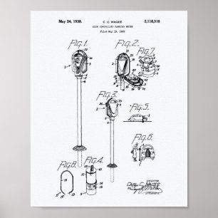 Coin Parking Meter 1938 Whitepaper over patenten Poster
