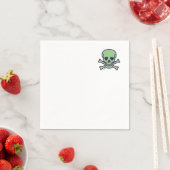 Coin Serviettes en papier à cocktail Crâne vert (En situation)