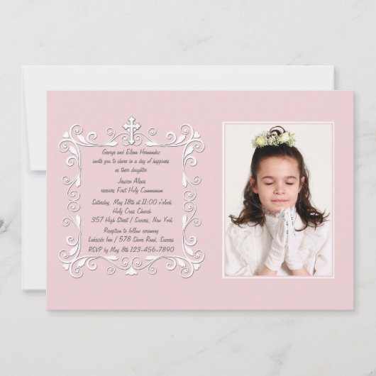 Coins Chéri Photo Invitation Religieuse (Devant)