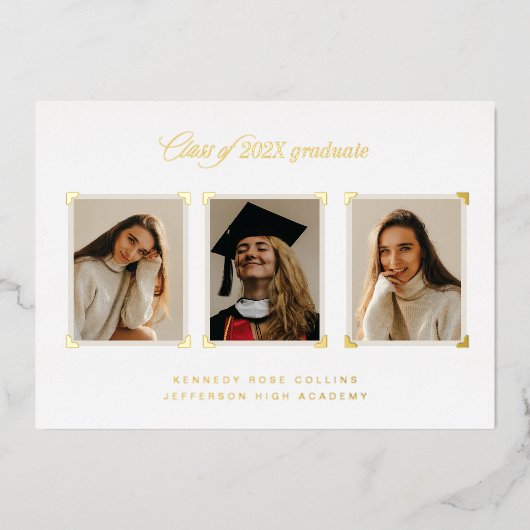 Coins de l'album d'or Faire-part de graduation pho (Recto)