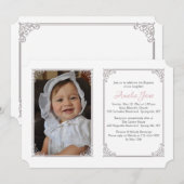 Coins Détaillés Invitation Baptême Photo (Devant / Derrière)