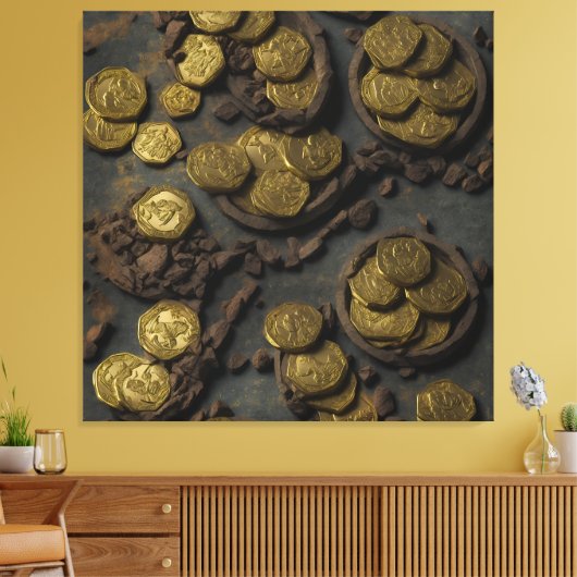 Coins of Treasure Island Canvas Afdruk (Insitu (Woonkamer))