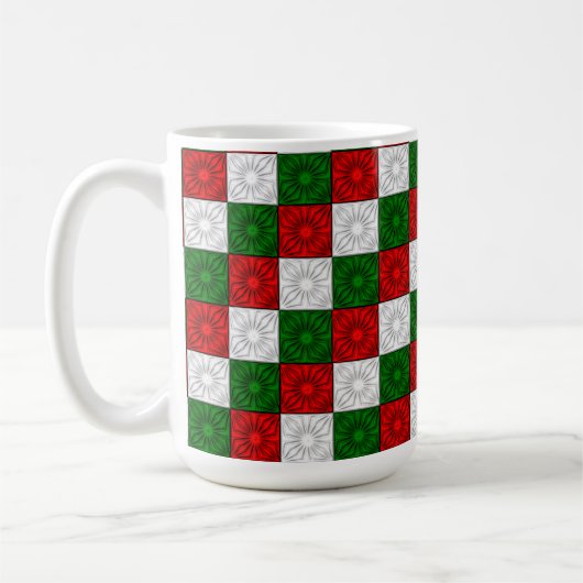 Coins plissés - Rouge-Blanc-Vert 15oz CAFÉ MUG (Gauche)