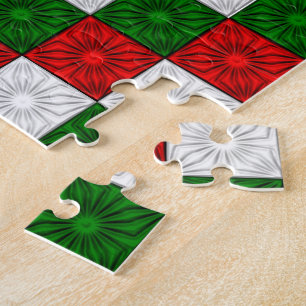 Coins plissés-Rouge-Blanc-Vert-JIGSAW PUZZLE