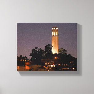 Coit Tower bij nacht Canvas Afdruk