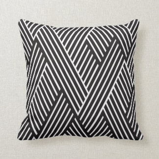 Cojín Almohada Líneas Cruzadas Negro Kussen