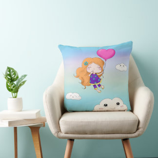 Cojín con decoración infantil niña globo kussen