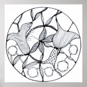 Cojín diseño zen en blanco y negro poster (Voorkant)