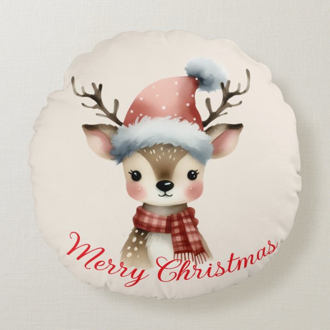Cojín Redondo Reno  Navideño  Rond Kussen (Voorkant)