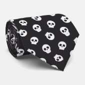 Col blanc crâne Halloween cravate motif design (Roulé)