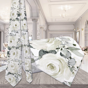 Col blanc floral de verdure Mariage cravate