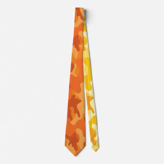 Col camo orange jaune vif cravate designer (Devant)