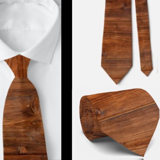 Col cravate à grain de bois faux masculin rustique