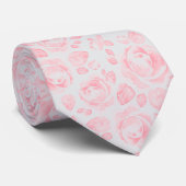 Col cravate à motif floral rose rose et gris (Roulé)