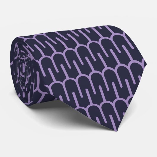 Col cravate à motif géométrique violet foncé moder (Roulé)