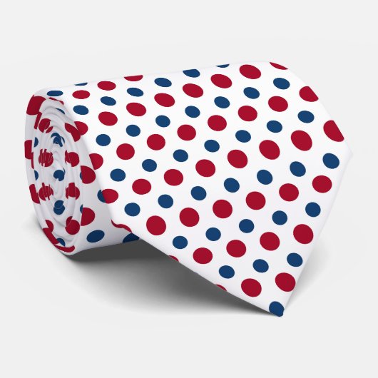 Col cravate à motif pois rouges et bleus (Roulé)