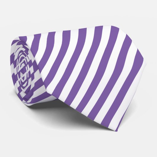 Col cravate à motif rayure violet blanc (Roulé)