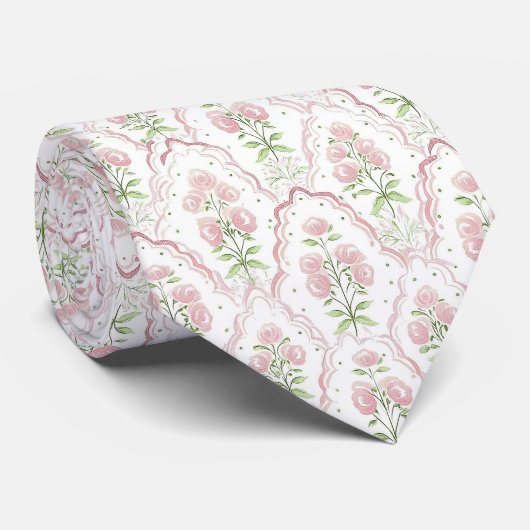 Col cravate à motif roses aquarelle (Roulé)
