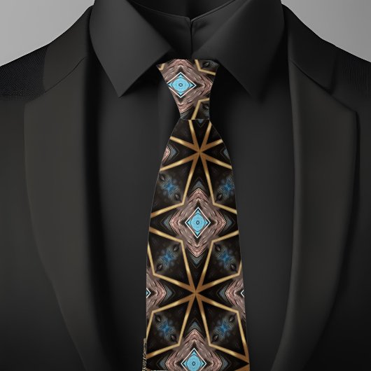 Col cravate à motif X marron et bleu