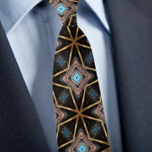 Col cravate à motif X marron et bleu