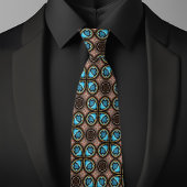 Col cravate à motif X marron et bleu