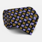Col cravate à motifs noir violet or (Roulé)