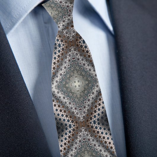 Col cravate à points marron bleu argent dans des d