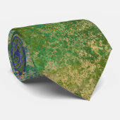 Col cravate abstrait couleur paon vert bleu (Roulé)
