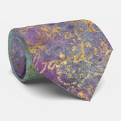 Col cravate abstrait paon bleu violet (Roulé)