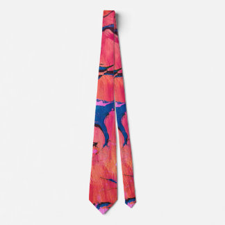 Col cravate abstraite de style Ebru bleu rouge Val