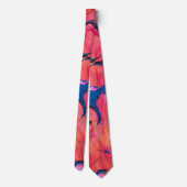 Col cravate abstraite de style Ebru bleu rouge Val (Dos)