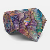 Col cravate agate bleu sarcelle et violet (Roulé)