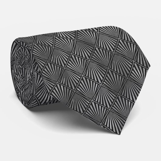 Col cravate Art Déco argent et noir de luxe (Roulé)