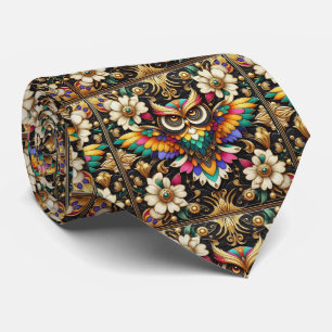 Col cravate Art déco Hibou Arc-en-ciel – Noir, Bla