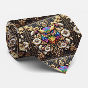 Col cravate Art Déco Owl Rainbow – Noir, Blanc & O